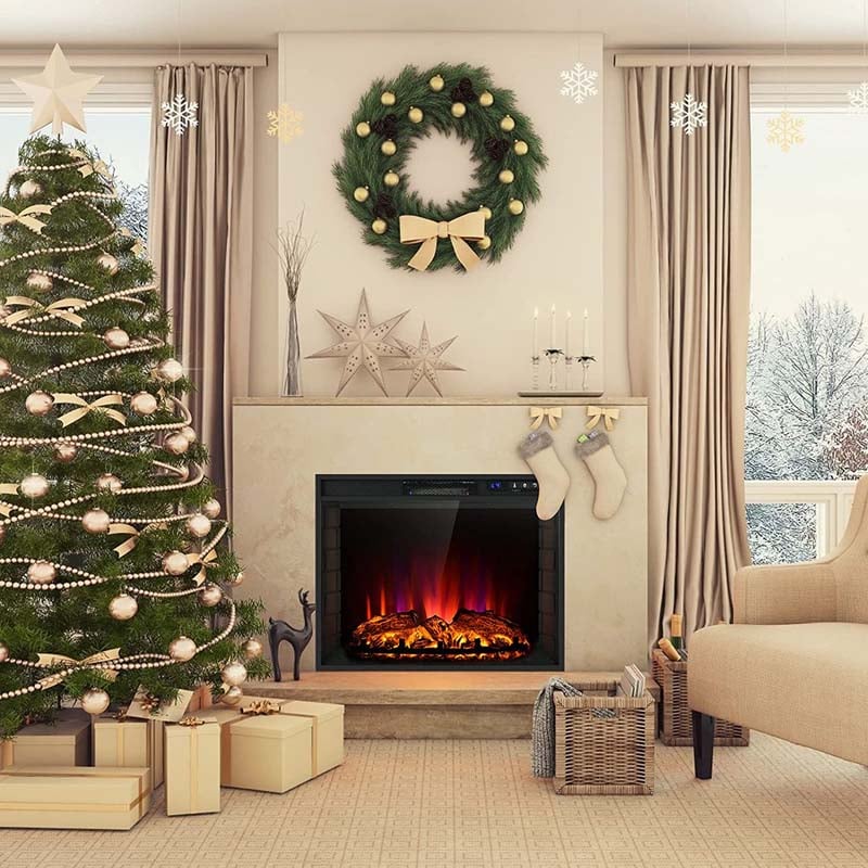 26" 1500W Electric Fireplace Insert, Recessed Electric Fireplace Heater with Adjustable Flame Effect