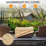 32" x 20" 40000 BTU Rattan Propane Fire Pit Table Set with Side Table Tank, Lava Rocks & Cover