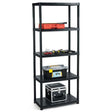 33.5"L x 16"W x 73"H 5-Tier Plastic Storage Shelving Rack, Freestanding Multi-Use Shelving Unit Organizer