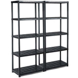 33.5"L x 16"W x 73"H 5-Tier Plastic Storage Shelving Rack, Freestanding Multi-Use Shelving Unit Organizer