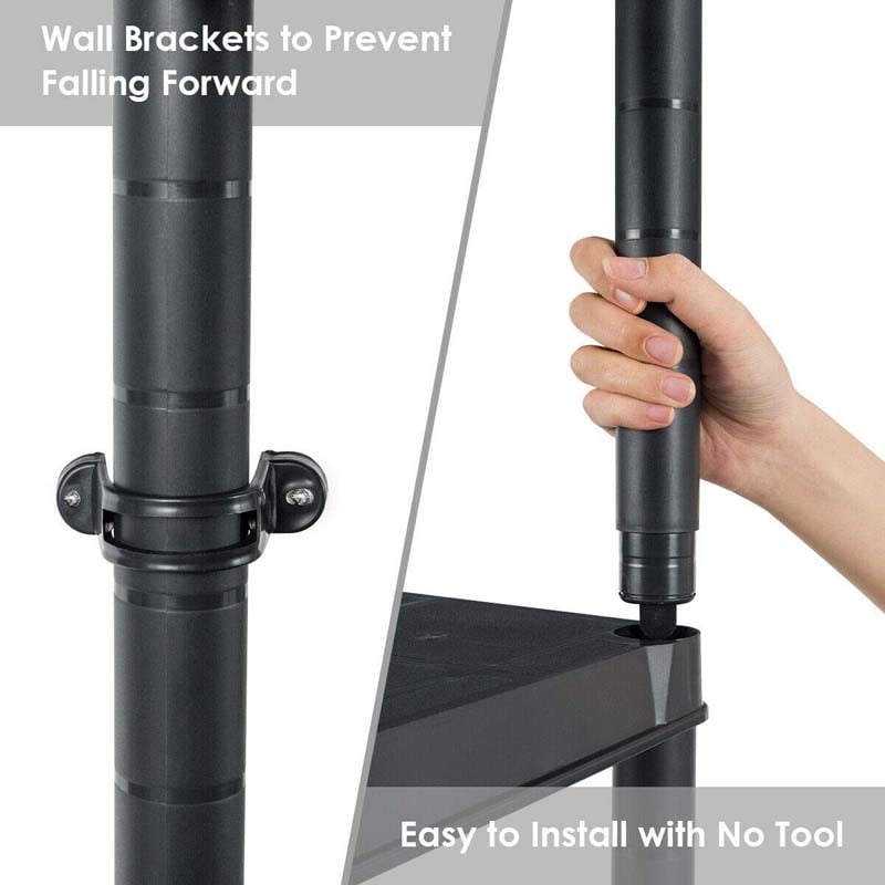 33.5"L x 16"W x 73"H 5-Tier Plastic Storage Shelving Rack, Freestanding Multi-Use Shelving Unit Organizer