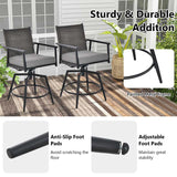 360 Swivel Bar Stools Patio Counter Height Bar Chair with PE Rattan Backrest, Metal Frame, Removable Seat Cushion & Footrest