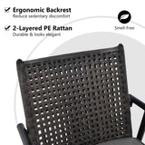 360 Swivel Bar Stools Patio Counter Height Bar Chair with PE Rattan Backrest, Metal Frame, Removable Seat Cushion & Footrest