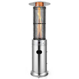41000 BTU Standing Propane Patio Heater with Wheels, Stainless Steel Round Glass Tube Gas Outdoor Heater