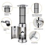 41000 BTU Standing Propane Patio Heater with Wheels, Stainless Steel Round Glass Tube Gas Outdoor Heater