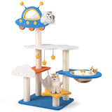 49" Tall Space-Themed Multi-Level Cat Tree Tower with UFO Top Perch Space Capsule, Sisal Scratching Posts, Cloud & Star Platforms