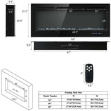 50" Ultra-Thin Recessed Electric Fireplace Insert, 1500W Wall-mounted Fireplace Heater with 9 Flame Colors