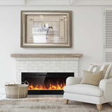 50" Ultra-Thin Recessed Electric Fireplace Insert, 1500W Wall-mounted Fireplace Heater with 9 Flame Colors