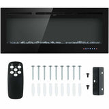 50" Ultra-Thin Recessed Electric Fireplace Insert, 1500W Wall-mounted Fireplace Heater with 9 Flame Colors
