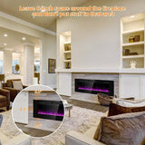 50" Ultra-Thin Electric Fireplace Insert, 1500W Recessed & Wall-mounted Fireplace Heater with 12 Flame Colors
