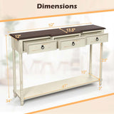 52" Farmhouse Entryway Console Table w/3 Drawers, Open Storage Shelf, Long Narrow Sofa Table Cottage Foyer Table for Hallway