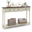 52" Farmhouse Entryway Console Table w/3 Drawers, Open Storage Shelf, Long Narrow Sofa Table Cottage Foyer Table for Hallway