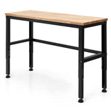 53" Oak Wood Workbench with 3-level Adjustable Heights, Heavy-Duty Steel Work Table Hardwood Workstation