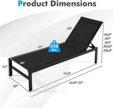 Quick-drying Fabric Sun Lounger for Pool Deck Patio Beach Lawn, 6-Position Aluminium Outdoor Chaise Lounge Chair