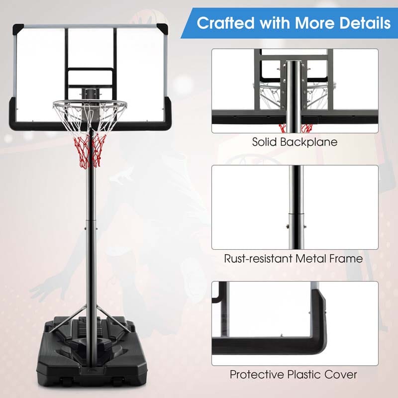 64"-79" Waterproof Portable Basketball Stand Poolside Basketball Hoop Goal System with 44" Backboard