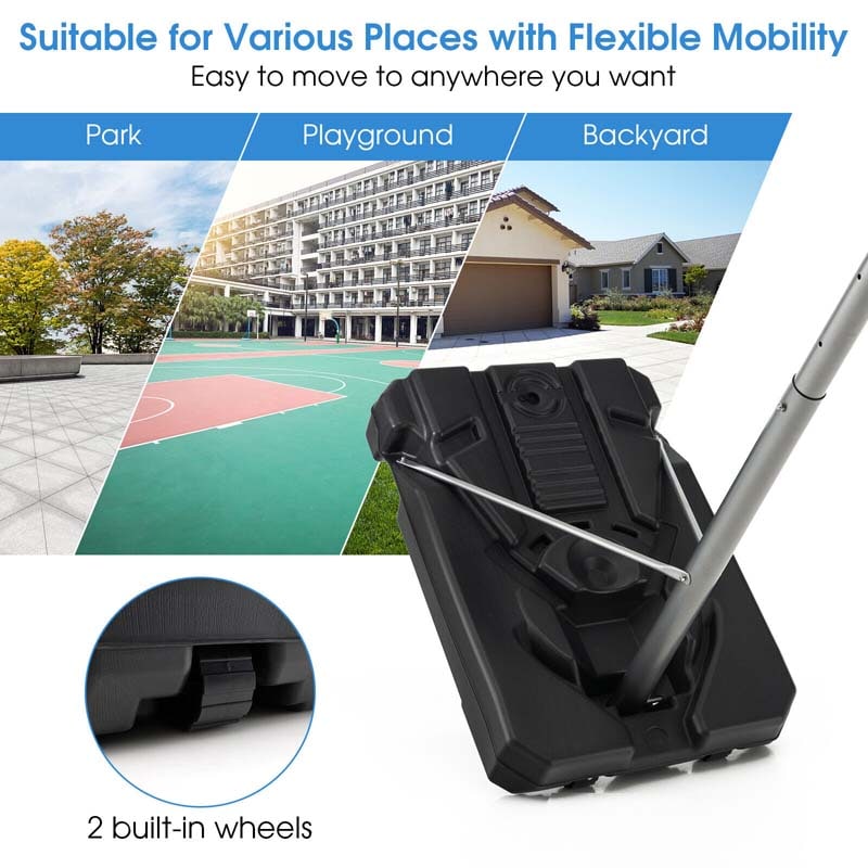 64"-79" Waterproof Portable Basketball Stand Poolside Basketball Hoop Goal System with 44" Backboard