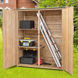 65" Wooden Storage Shed Outdoor Garden Tool Storage Cabinet with Lockable Doors