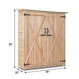 65" Wooden Storage Shed Outdoor Garden Tool Storage Cabinet with Lockable Doors