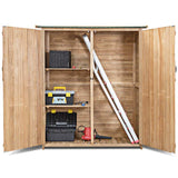 65" Wooden Storage Shed Outdoor Garden Tool Storage Cabinet with Lockable Doors