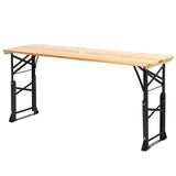 66.5'' Wood Folding Picnic Table with Umbrella Hole, Height Adjustable Outdoor Dining Table for Camping Party