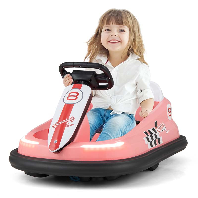 Toddler Ride on Bumper Car for Kids, 6V Electric Ride on Toy w/ 360° Spinning, Dual Motors, 2 Speeds, Music & LED Lights