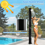 7.2 FT 10 Gallon Solar-Heated Outdoor Shower, 360° Swivel Shower Head Freestanding Shower for Poolside Beach
