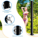 7.2 FT 10 Gallon Solar-Heated Outdoor Shower, 360° Swivel Shower Head Freestanding Shower for Poolside Beach