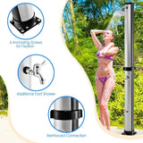 7.2 FT 10 Gallon Solar-Heated Outdoor Shower, 360° Swivel Shower Head Freestanding Shower for Poolside Beach
