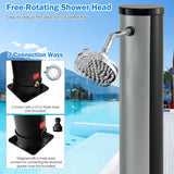 7.2 FT 10 Gallon Solar-Heated Outdoor Shower, 360° Swivel Shower Head Freestanding Shower for Poolside Beach
