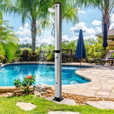 7.2 FT 10 Gallon Solar-Heated Outdoor Shower, 360° Swivel Shower Head Freestanding Shower for Poolside Beach