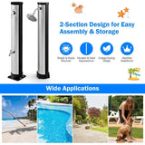 7.2 FT 10 Gallon Solar-Heated Outdoor Shower, 360° Swivel Shower Head Freestanding Shower for Poolside Beach