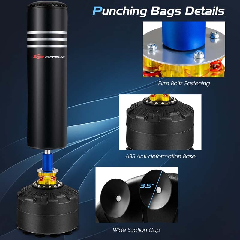 70" Freestanding Punching Bag 220lbs Heavy Boxing Bag with Gloves, Shock Absorber, 12 Suction Cup Base