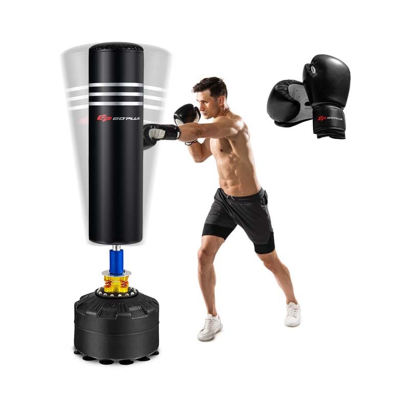 70" Freestanding Punching Bag 220lbs Heavy Boxing Bag with Gloves, Shock Absorber, 12 Suction Cup Base