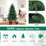 6/7/8 FT Pre-Lit Artificial Christmas Tree, Hinged Xmas Tree with 240/340/450 Warm White LED Lights, 8 Lighting Modes, 778/1090/1480 Branch Tips