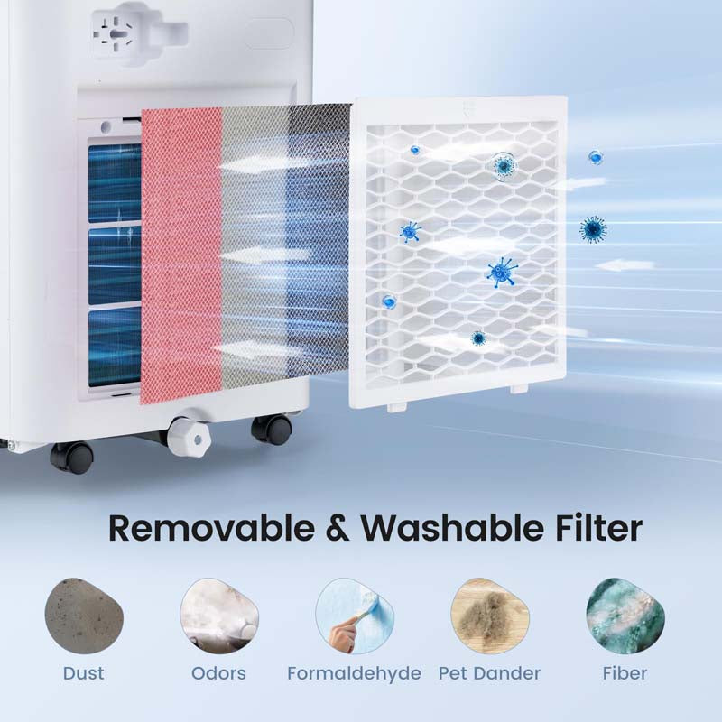 90-Pint Dehumidifier for Basement Home, 6000 Sq.Ft Dehumidifier with Drain Hose, Pump, 2.2 Gal Water Tank, 24H Timer