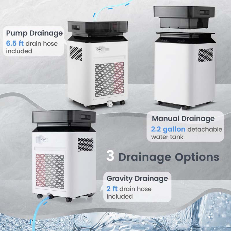 90-Pint Dehumidifier for Basement Home, 6000 Sq.Ft Dehumidifier with Drain Hose, Pump, 2.2 Gal Water Tank, 24H Timer