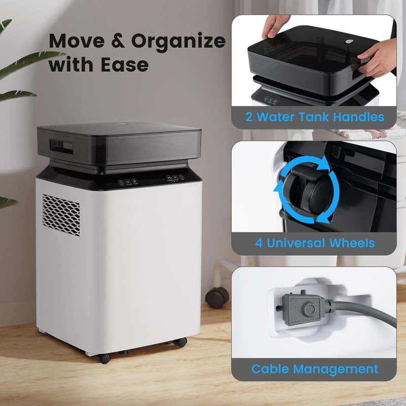 90-Pint Dehumidifier for Basement Home, 6000 Sq.Ft Dehumidifier with Drain Hose, Pump, 2.2 Gal Water Tank, 24H Timer