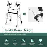 Foldable Standard Walker with 5" Wheels & Padded Armrest, Height Adjustable Walking Mobility Aid for Seniors