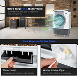 9740 CFM Portable Industrial Evaporative Cooler 4-in-1 Air Cooling Fan Humidifier Purifer with 45L Water Tank