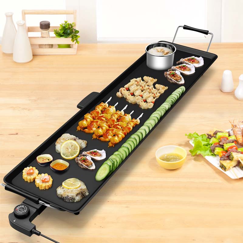 35" Extra Long Nonstick Electric Griddle, BBQ Teppanyaki Table Top Grill Griddle with Adjustable Temperature & Drip Tray