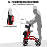 2 in 1 Folding Rollator Walker with Seat & 8" Wheels, Medical Walker Rolling Chair Mobility Walking Aid