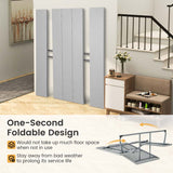 6 FT HDPE Folding Picnic Table Bench Set for 8 Person, Outdoor Large Picnic Table with Umbrella Hole & Metal Frame