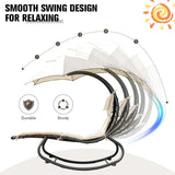 Full-Padded Hammock Chair Swing Patio Sun Lounger with Shade Canopy, Outdoor Chaise Lounge Hanging Chair for Pool Beach Deck