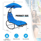 Full-Padded Hammock Chair Swing Patio Sun Lounger with Shade Canopy, Outdoor Chaise Lounge Hanging Chair for Pool Beach Deck