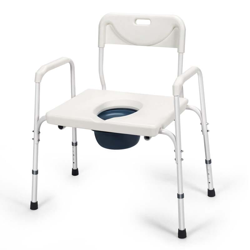3-in-1 Bedside Commode Chair, Height Adjustable Toilet Seat, Portable Toilet Bath Shower Chair for Elders