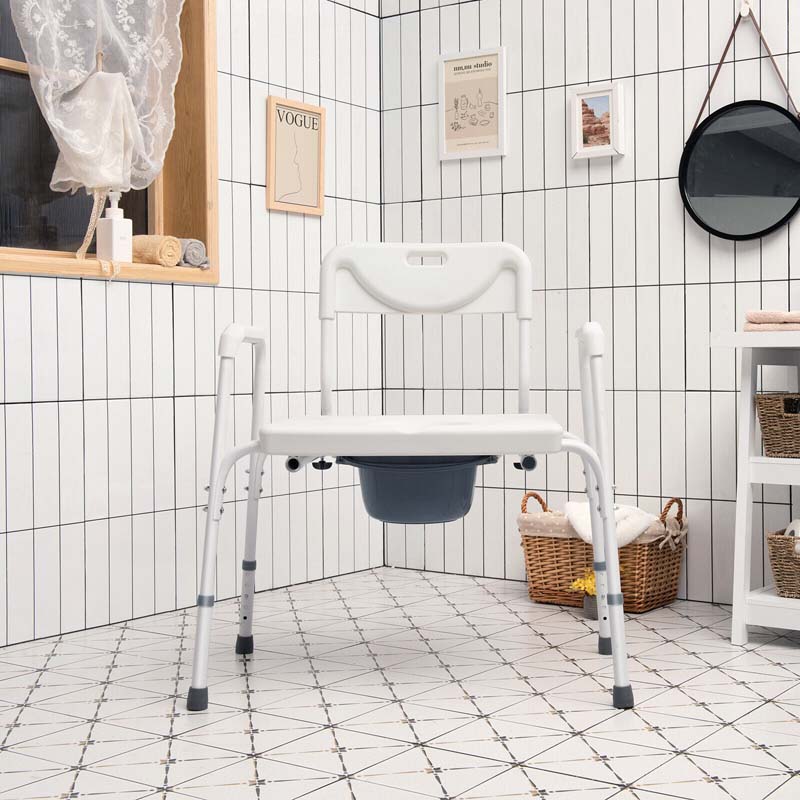 3-in-1 Bedside Commode Chair, Height Adjustable Toilet Seat, Portable Toilet Bath Shower Chair for Elders