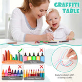 Height Adjustable Kids Table and Chairs Set of 4, Children Play Table with Graffiti Desktop, Toddler Art Study Multi-Activity Table Set for Daycare Playroom
