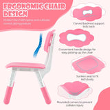 Height Adjustable Kids Table and Chairs Set of 4, Children Play Table with Graffiti Desktop, Toddler Art Study Multi-Activity Table Set for Daycare Playroom
