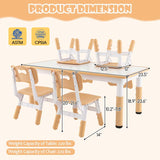 Height Adjustable Kids Table and Chairs Set of 4, Children Play Table with Graffiti Desktop, Toddler Art Study Multi-Activity Table Set for Daycare Playroom