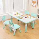 Height Adjustable Kids Table and Chairs Set of 4, Children Play Table with Graffiti Desktop, Toddler Art Study Multi-Activity Table Set for Daycare Playroom